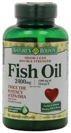Nature's Bounty Fish Oil  2400 Mg Double Strength Odorless Softgels, Omega 3, 90-Count