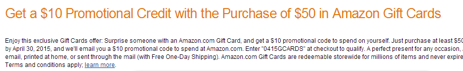最新美亚礼品卡买50美元送10美元活动攻略，更新至2015年5月
