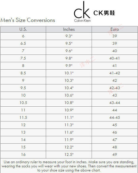 ck裤子尺码对照表男士图片