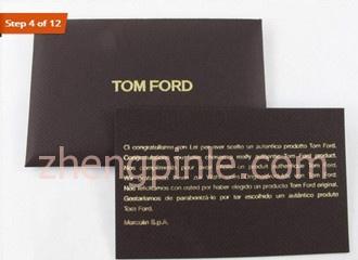 Tom Ford太阳镜的正品卡及纸袋