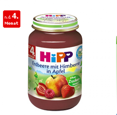  HiPP 喜宝草莓树莓苹果混合果泥罐头(4个月以上) 190g 特价：3 03欧