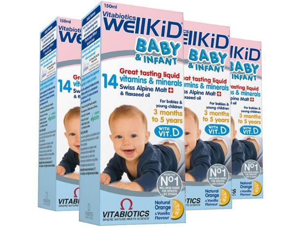 春季大促   【4件包邮装】Vitabiotics Wellkid 婴幼儿复合维生素口服液 4x150ml 瓶 券后包邮价：169元