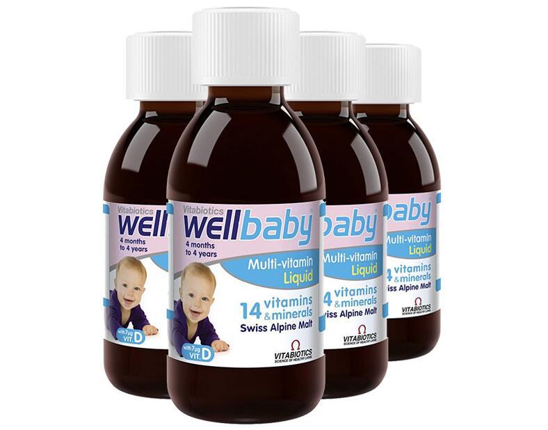 【4件包邮装】Vitabiotics Wellkid 婴幼儿复合维生素口服液 4x150ml 瓶  券后包邮价：253元