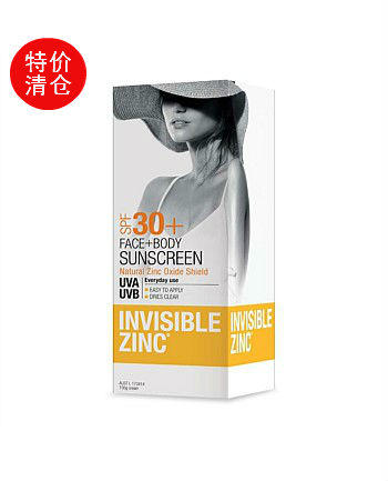 Invisible Zinc 面部和身体防晒露 SPF30+ 150g 敏感肌适用 (有效期至2017年8月)