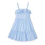 女童海军蓝条纹吊带连衣裙