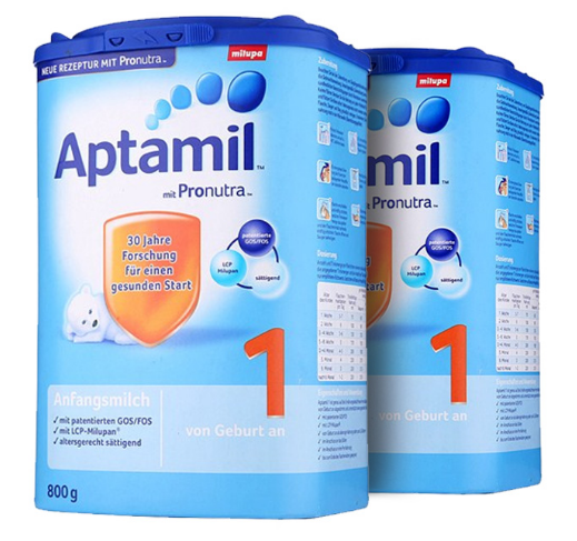 【2件包邮装】Aptamil 德国爱他美 婴幼儿配方奶粉1段（0-6m） 800g