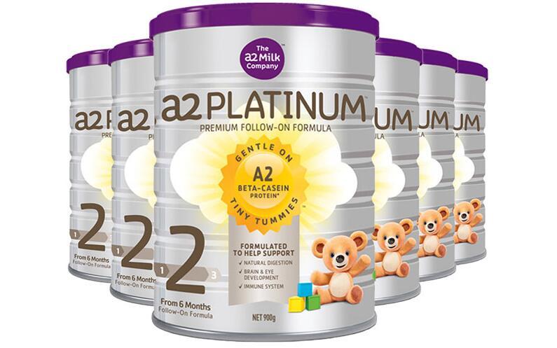 【6件包邮装】A2 白金系列 婴幼儿配方奶粉 2段 6x900g 罐 优惠价格：1720元