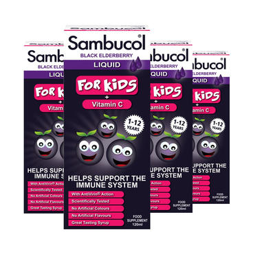【4件包邮装】Sambucol 黑接骨木糖浆 4120ml（1-12岁的儿童）抗病毒 增强免疫力