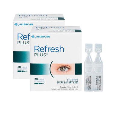 【2件包邮装】Refresh plus 滴眼液眼药水 30只（独立包装 抗疲劳无防腐剂）
