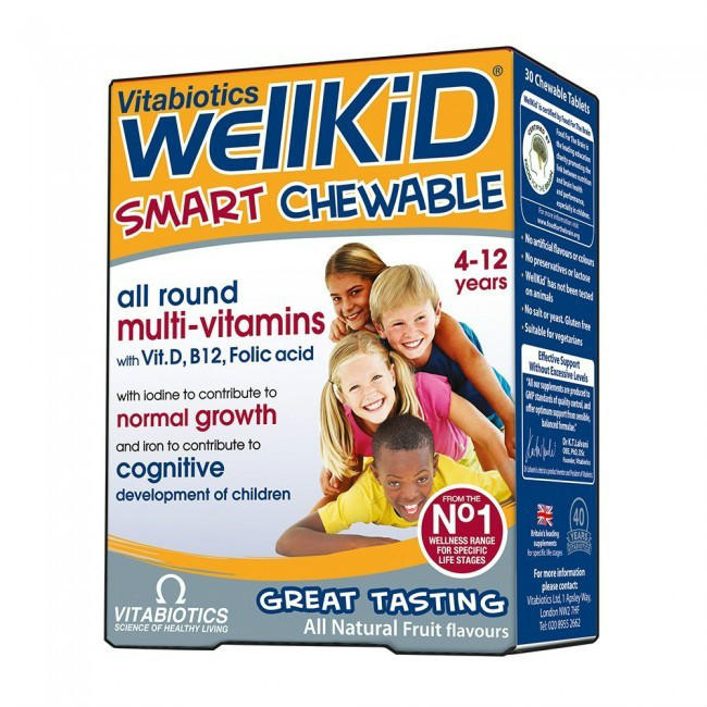 【定邮+8折】Vitabiotics WellKid 儿童维生素鱼油咀嚼片 （4-12岁） 30片