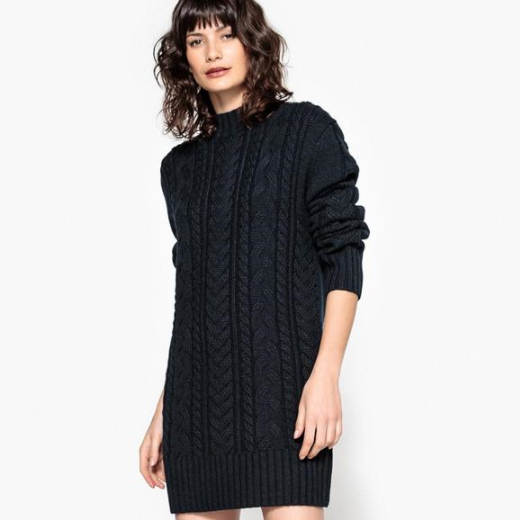 【法国LR】秒杀包邮：纯色小立领羊毛混纺中长针织毛衣到手仅需406元！