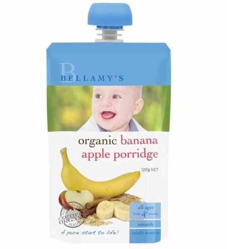【澳洲RY药房】【买2免1】Bellamy's 贝拉米 有机香蕉苹果泥 120g （四个月以上）