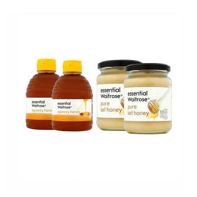 【海豚村】【包邮装】Waitrose 营养蜂蜜系列 纯结晶蜂蜜-玻璃罐装 2X454g/瓶+纯清澈蜂蜜-挤压罐装 2X4