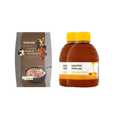 【海豚村】Waitrose 麦片+蜂蜜套装 枫糖和坚果混合什锦早餐麦片+纯清澈蜂蜜