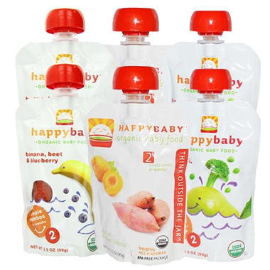 【美国Babyhaven】Happy Baby 禧贝果泥套装 花椰菜豌豆香梨2+香蕉甜菜蓝莓2+杏 红薯2