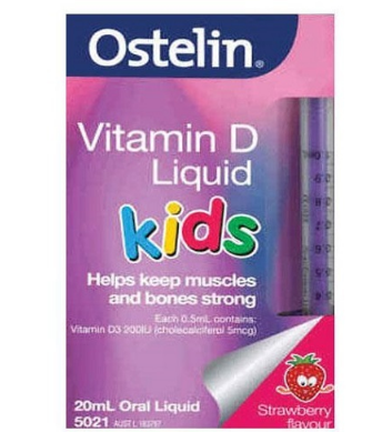 【澳洲RY药房】【限时抄底价】Ostelin 婴儿儿童液体维生素D滴剂(200IU) 补钙 草莓味 20ml