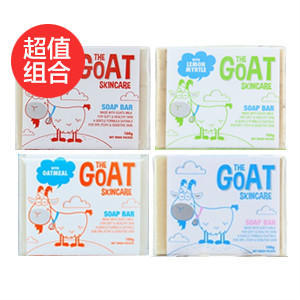 【超值组合】The Goat Soap 纯天然手工皂羊奶皂 100gX4(原味、柠檬味、麦卢卡蜂蜜味、燕麦味）