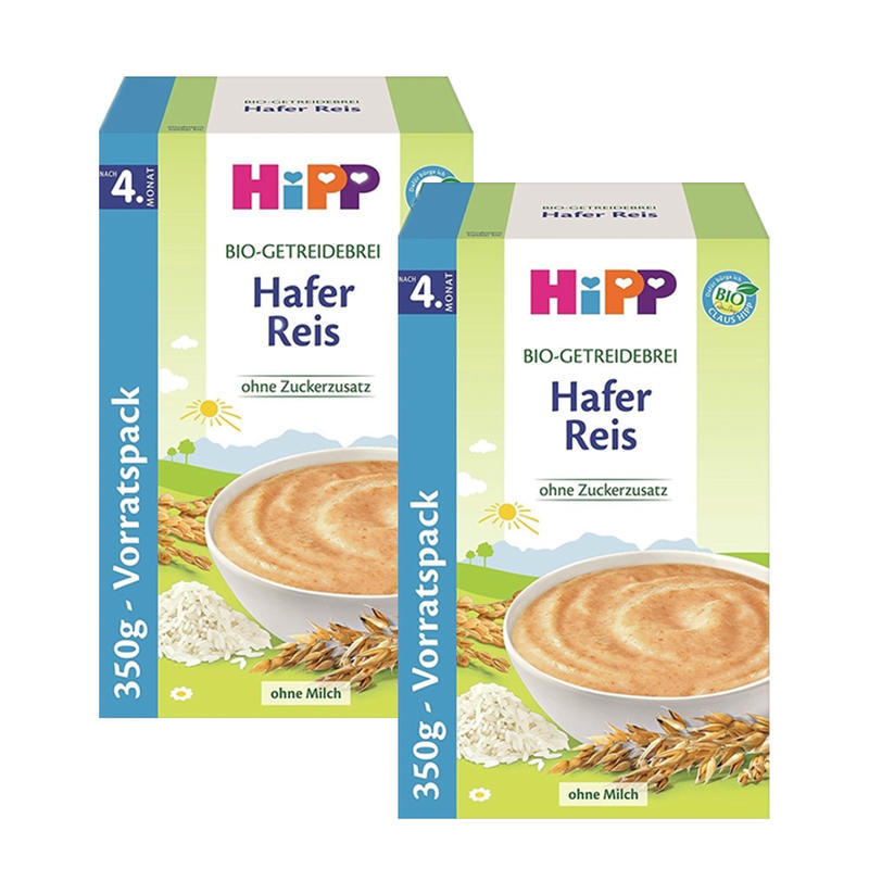 【德国BA】Hipp 喜宝 纯有机燕麦大米米粉/米糊 350g 4个月+ 两盒装