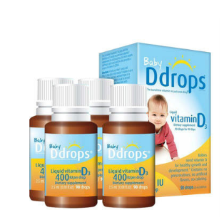 【美国Babyhaven】【4瓶装】Ddrops 婴儿维生素D3滴剂 90滴/瓶 400IU
