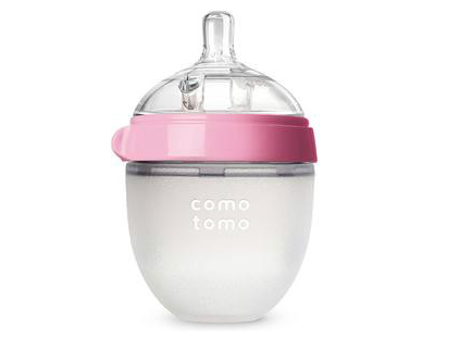 Comotomo 可么多么 自然感觉硅胶奶瓶 粉色 5盎司/150ml 配慢流量奶嘴（适合0-3个月） 
