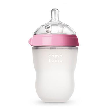 Comotomo 可么多么 自然感觉硅胶奶瓶 粉色 8盎司/250ml 配中流量奶嘴（适合3-6个月）