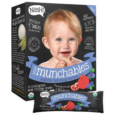  【美国Babyhaven】【4件及以上8.5折】Nosh 儿童有机水果磨牙米饼 26片 石榴、蓝莓
