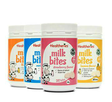 【新西兰PD】【四件包邮装】Healtheries 贺寿利 牛奶味咀嚼片 50片x4