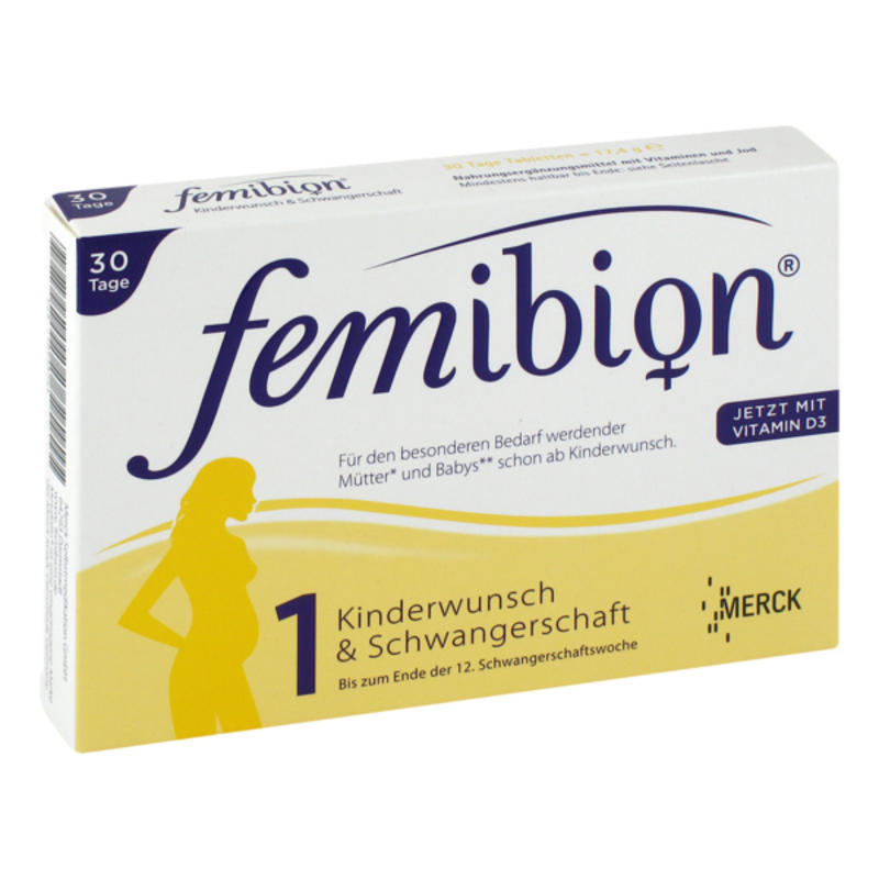 【德国BA】【三件免邮】Femibion 孕妇叶酸+D3+B族维生素+碘口服片1号 （备孕到孕期第12周）