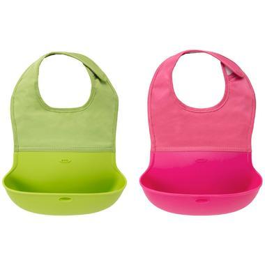 【美国Babyhaven】OXO Tot奥秀宝宝可折叠围嘴食饭兜 2个装 粉色+绿色