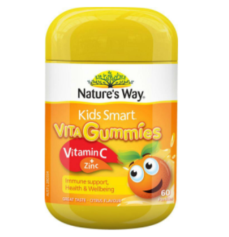 【澳洲CD药房】Nature's Way 佳思敏 Kids Smart儿童维生素C+锌软糖 60粒