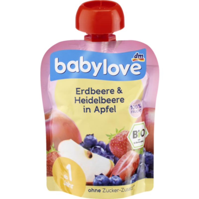 DM超市 Babylove 100%有机水果（草莓蓝莓苹果 ）吸吸乐 90 g 适合1岁以上宝宝
