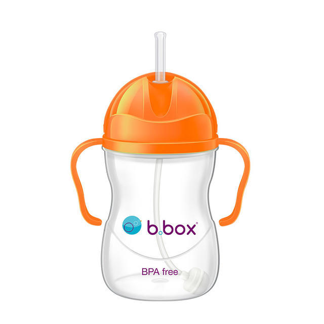 B.box 婴幼儿重力球吸管杯 防漏 240ml 荧光橙色 （6个月以上）