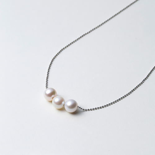 【8折】Maria 7mm阿古屋海水珍珠s925银项链 三颗珠