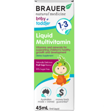 【澳洲PO药房】Brauer 婴幼儿复合维生素口服液 45ml（适合1-3岁的婴幼儿）