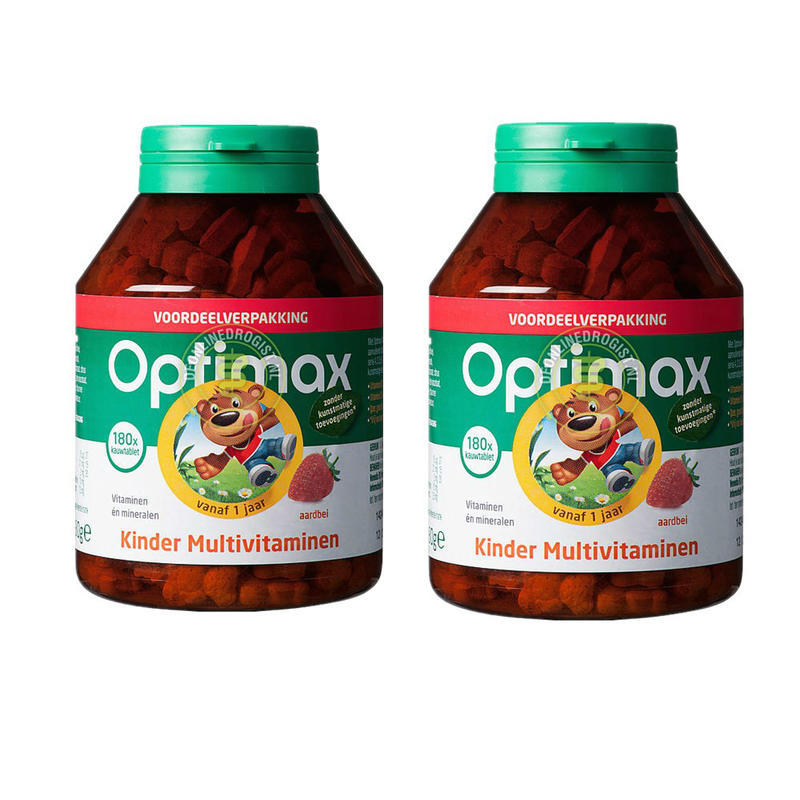 【荷兰DOD】Optimax 宝宝复合维生素矿物质咀嚼片 2瓶装 2180片（草莓味）