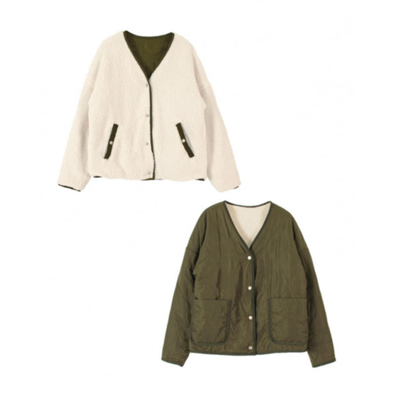 GLADD日本闪购限时品牌女装军绿/白双面穿外套