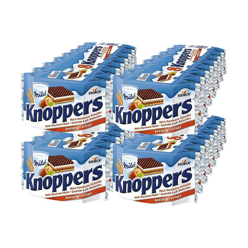 【4盒特惠装】Knoppers 牛奶榛子巧克力威化饼 8块25g4盒