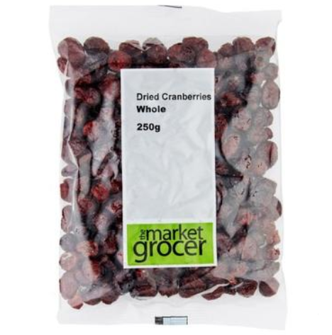 【澳洲PO药房】The Market Grocer 天然蔓越莓干 250g （整粒烘焙 酸甜可口 开袋即食）