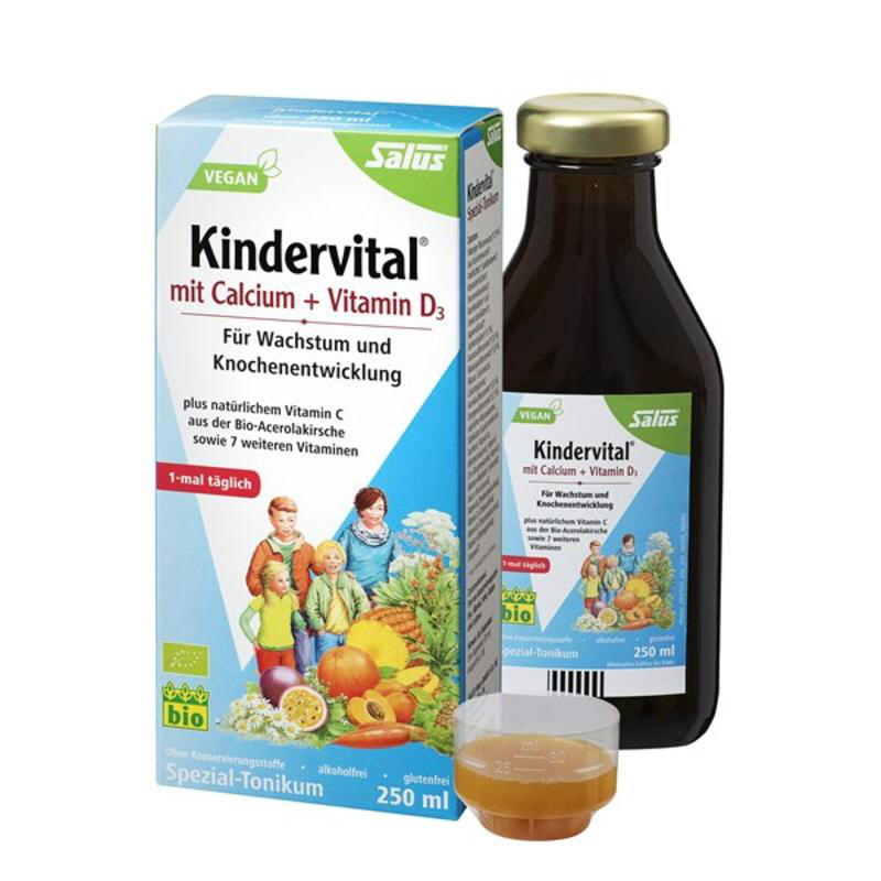 【德国BA】Salus Kindervital 钙+维生素D3 儿童有机果蔬营养液 250ml