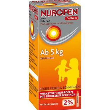 【DC德国药房】Nurofen 婴幼儿解热果味糖浆 100ml 草莓味 6个月+（5kg以上）宝宝适用