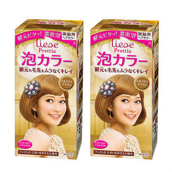 【多庆屋】日本KAO花王Prettia泡沫染发膏咖啡奶茶色（2套）