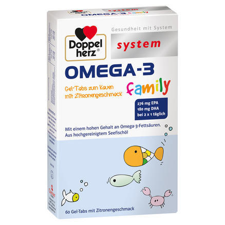 【德国BA】【用码3件免邮】Doppelherz 双心Omega-3儿童深海鱼油咀嚼片 60片 4岁+