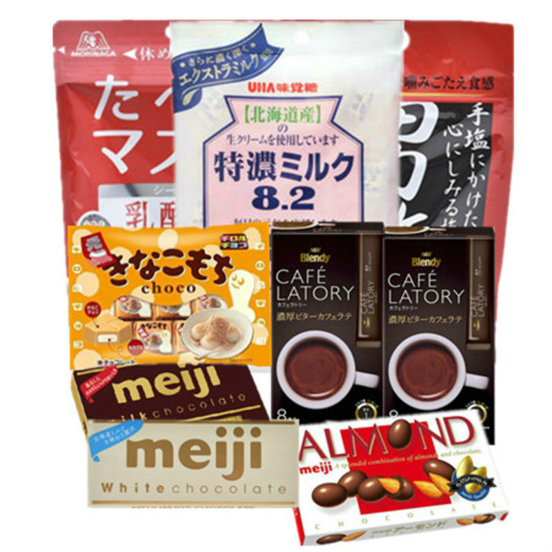 【包邮装】零食大礼包（Meiji 夹心巧克力、白巧、黑巧，松尾巧克力，乳酸菌糖果，速溶咖啡2，牛