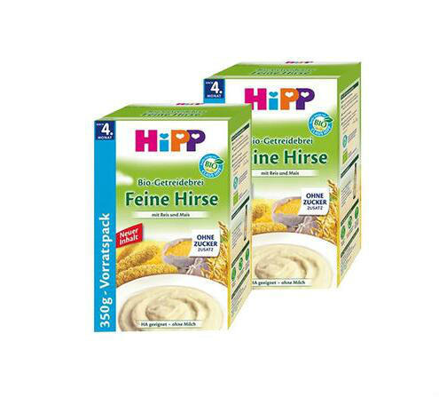 【德国BA】Hipp 喜宝 有机免敏纯精细小米营养米粉米糊 350g 4个月以上 2盒装